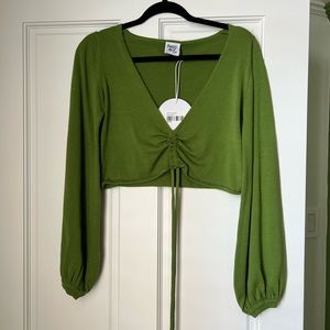 Green long sleeve sweater crop top